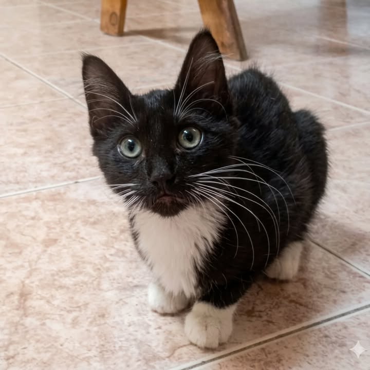 Gatito negro y blanco busca hogar en Pereira 
