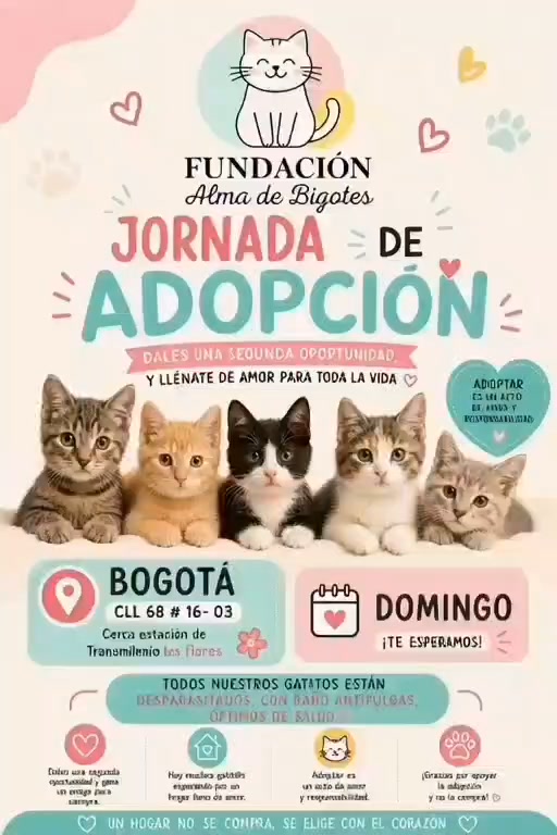 Jornada de adopción de gatos en Bogotá 